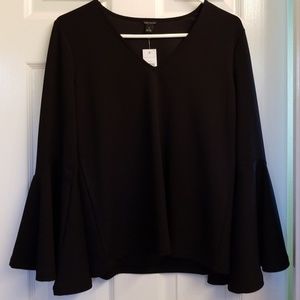 NWT Ann Taylor black XS bell sleeve shirt
